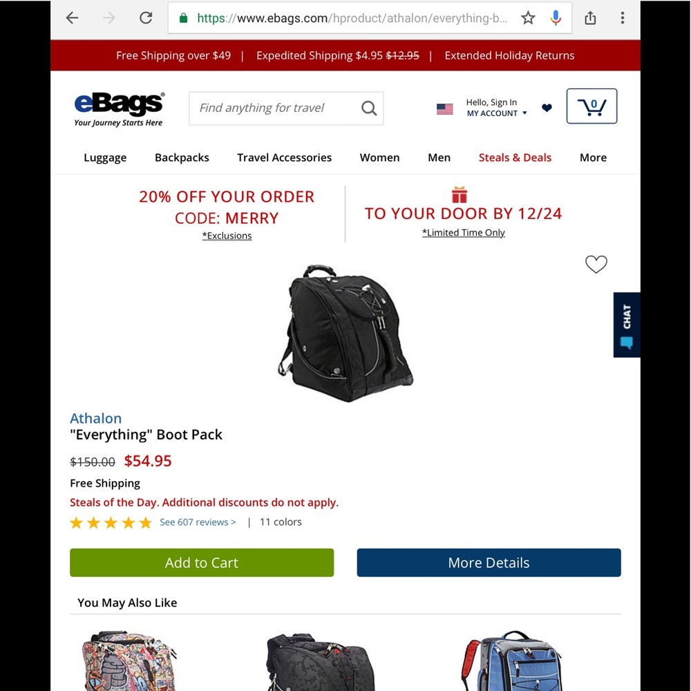 Athalon ski boot and gear backpack
